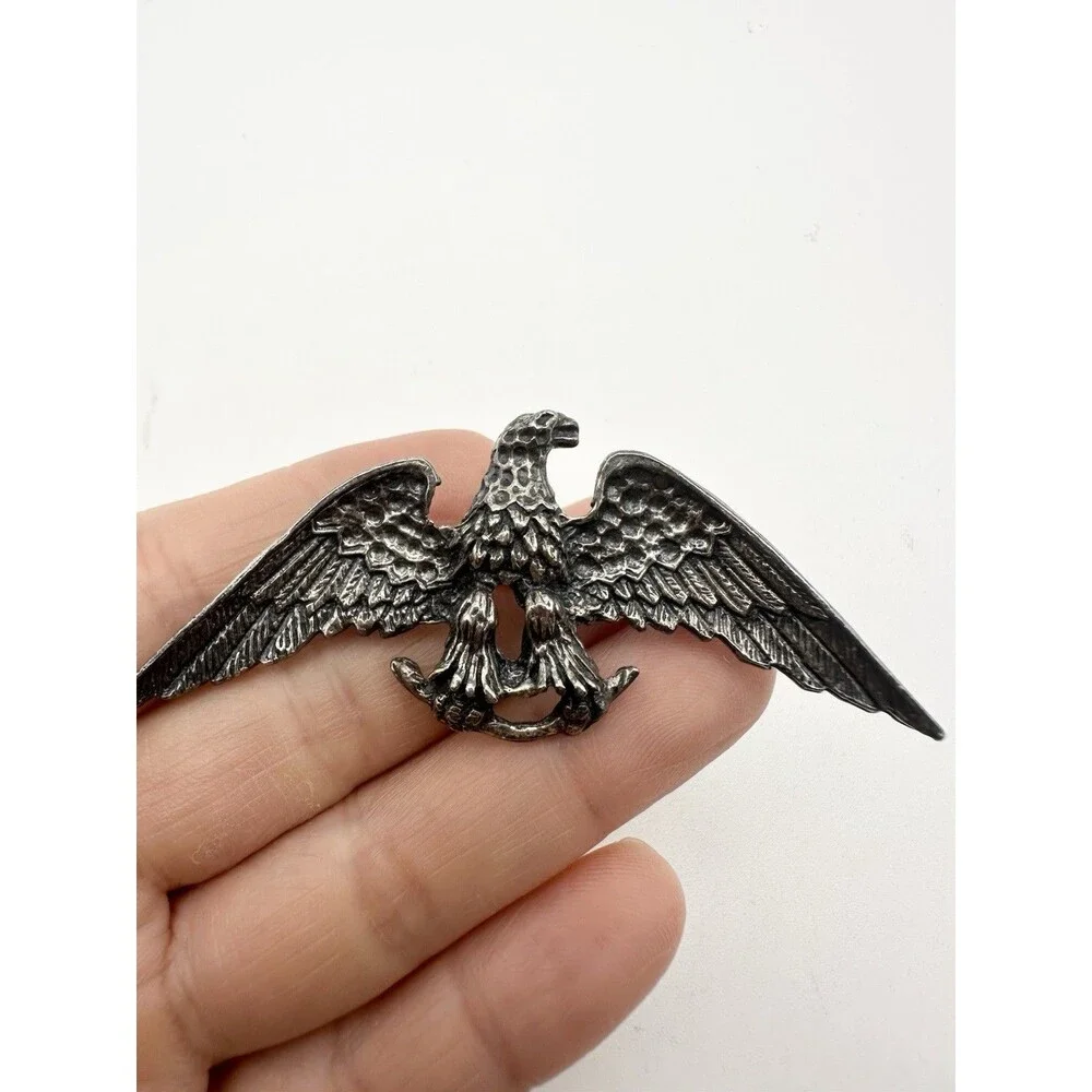 Zentall Silvertone Eagle Brooch Pin 3